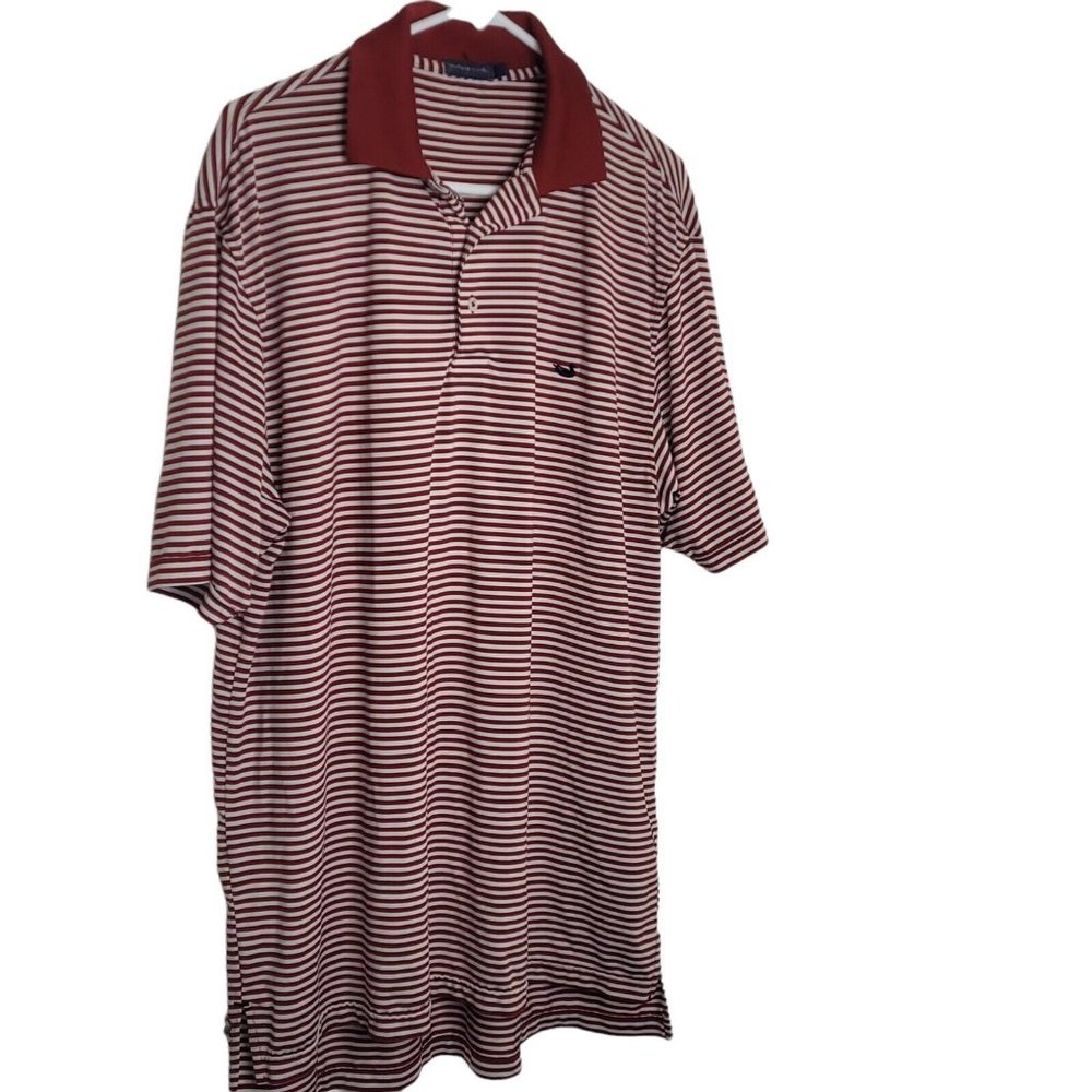 Southern Marsh Golf Stretch Polyester Polo Shirt Mens Large White Red Stripe